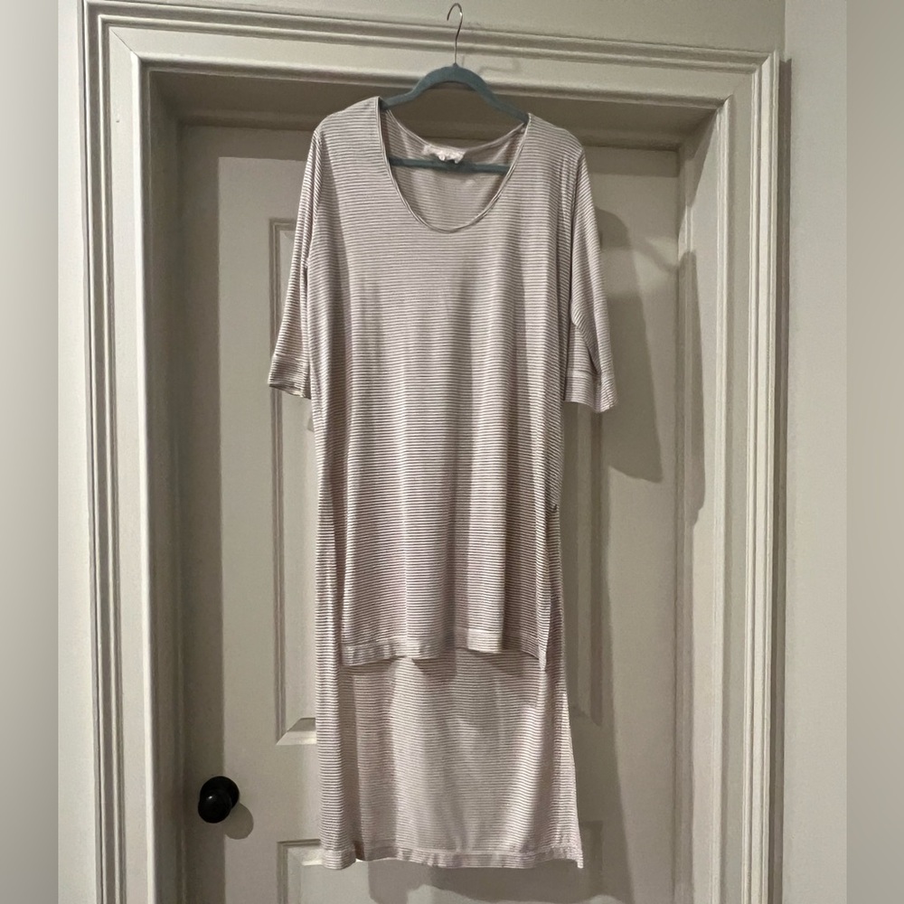 A’reve Striped Beige high lowTunic Dress large